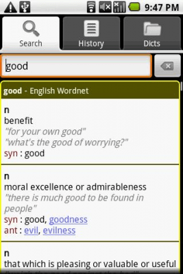 Скриншот приложения English Dictionary Wordnet - №2
