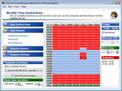 Скриншот приложения Vista User Time Manager - №1