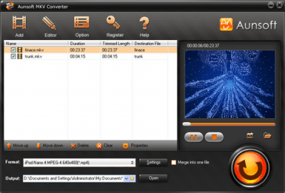 Скриншот приложения Aunsoft MKV Converter - №2