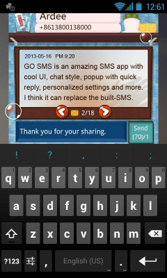 Скриншот приложения GOSMS WashingRoom Pop ThemeEX - №2