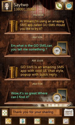 Скриншот приложения GO SMS Pro PCastle ThemeEX - №2