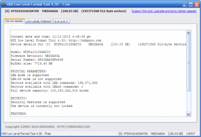 Скриншот приложения HDD Low Level Format Tool - №2