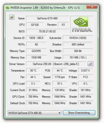 Скриншот приложения NVIDIA Inspector - №1