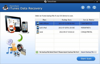 Скриншот приложения Tenorshare iTunes Data Recovery - №2