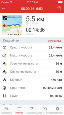 Скриншот приложения Runtastic Road Bike PRO - №1