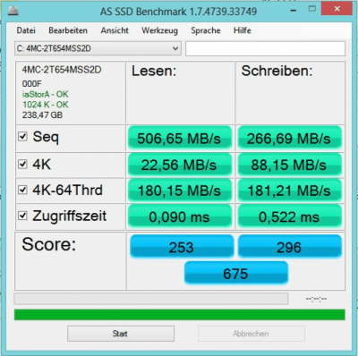 Скриншот приложения AS SSD benchmark - №1