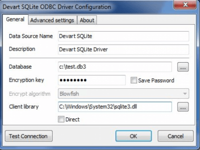 Скриншот приложения SQLite ODBC драйвер - №1