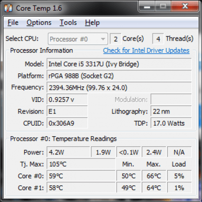 Скриншот приложения Core Temp - №2