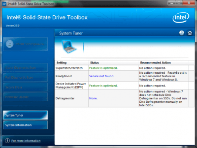 Скриншот приложения Intel Solid-State Drive Toolbox - №2
