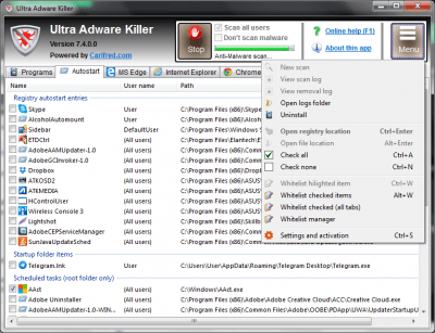 Скриншот приложения Ultra Adware Killer - №2