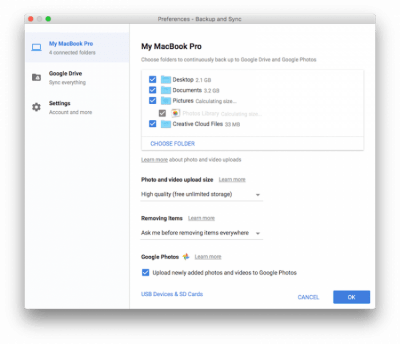 Скриншот приложения Google Backup and Sync - №2