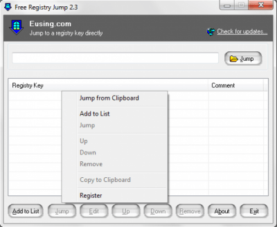 Скриншот приложения Eusing Free Registry Jump - №2