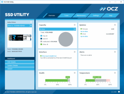 Скриншот приложения OCZ SSD Utility - №1