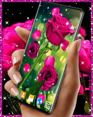 Скриншот приложения Pink Rose Live Wallpaper 3D Roses 4K Wallpapers - №1