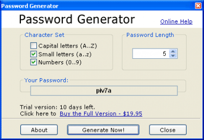 Скриншот приложения Password Generator Software - №1