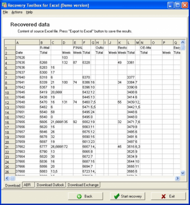 Скриншот приложения Excel Recovery Free - №2