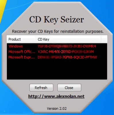Скриншот приложения CD Key Seizer - №1