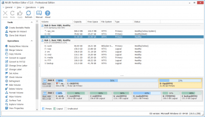 Скриншот приложения NIUBI Partition Editor Professional Edition - №1