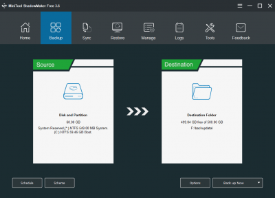 Скриншот приложения MiniTool ShadowMaker Free - №1