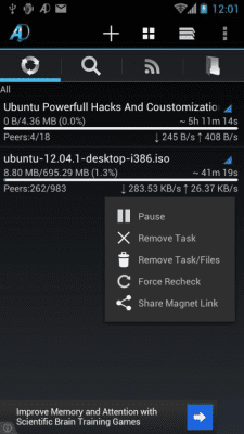 Скриншот приложения aDownloader - torrent download - №2
