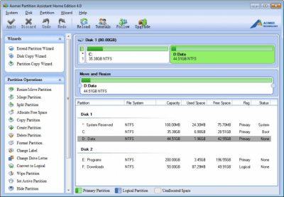 Скриншот приложения AOMEI Partition Assistant Standard Edition - №1