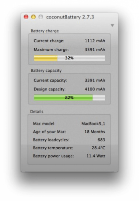 Скриншот приложения coconutBattery - №1