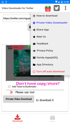 Скриншот приложения Video Downloader for Twitter - №2