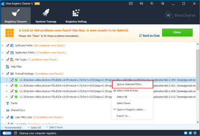 Скриншот приложения Wise Registry Cleaner Portable - №2