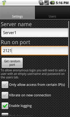 Скриншот приложения FTP Server Ultimate - №2