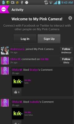 Скриншот приложения My Pink Camera Instasocial - №2