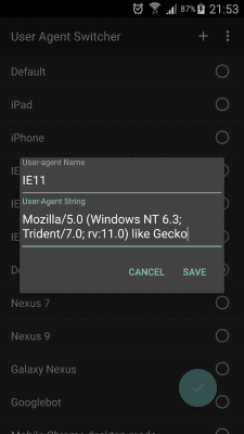 Скриншот приложения Chrome User Agent Switcher - №2