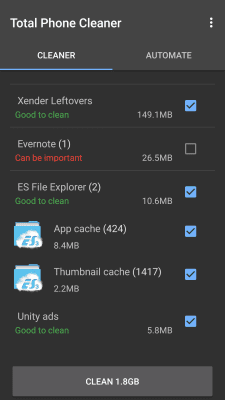 Скриншот приложения Total Memory Cleaner Free - №2