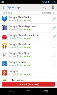Скриншот приложения System app uninstaller - №1