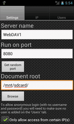 Скриншот приложения WebDAV Server Ultimate - №2