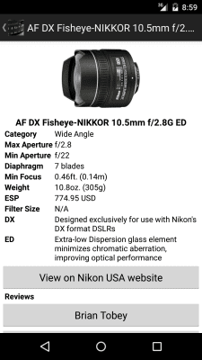 Скриншот приложения NikonLenses - №2
