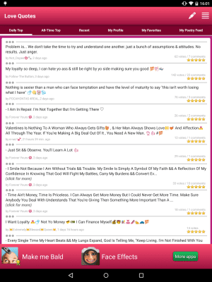 Скриншот приложения AppTornado Love Quotes - №2