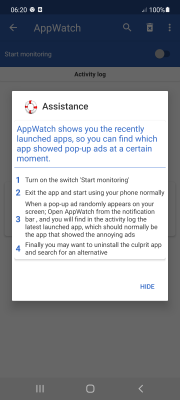 Скриншот приложения Appwatch: pop up ads removal - №2