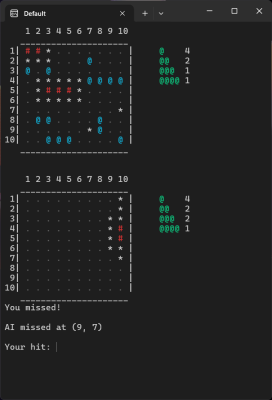 Скриншот приложения Морской бой в консоли (Linux) - №2