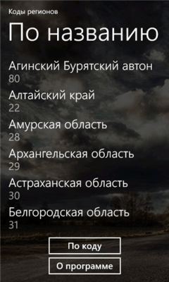 Скриншот приложения Коды регионов - №2