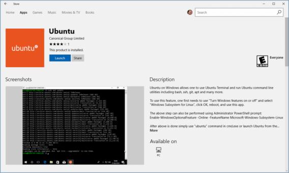 ОС Ubuntu доступна для загрузки в Windows Store